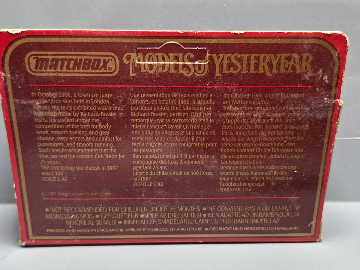 Matchbox Models of yesteryear 1907 Unic Taxi   (NP24)