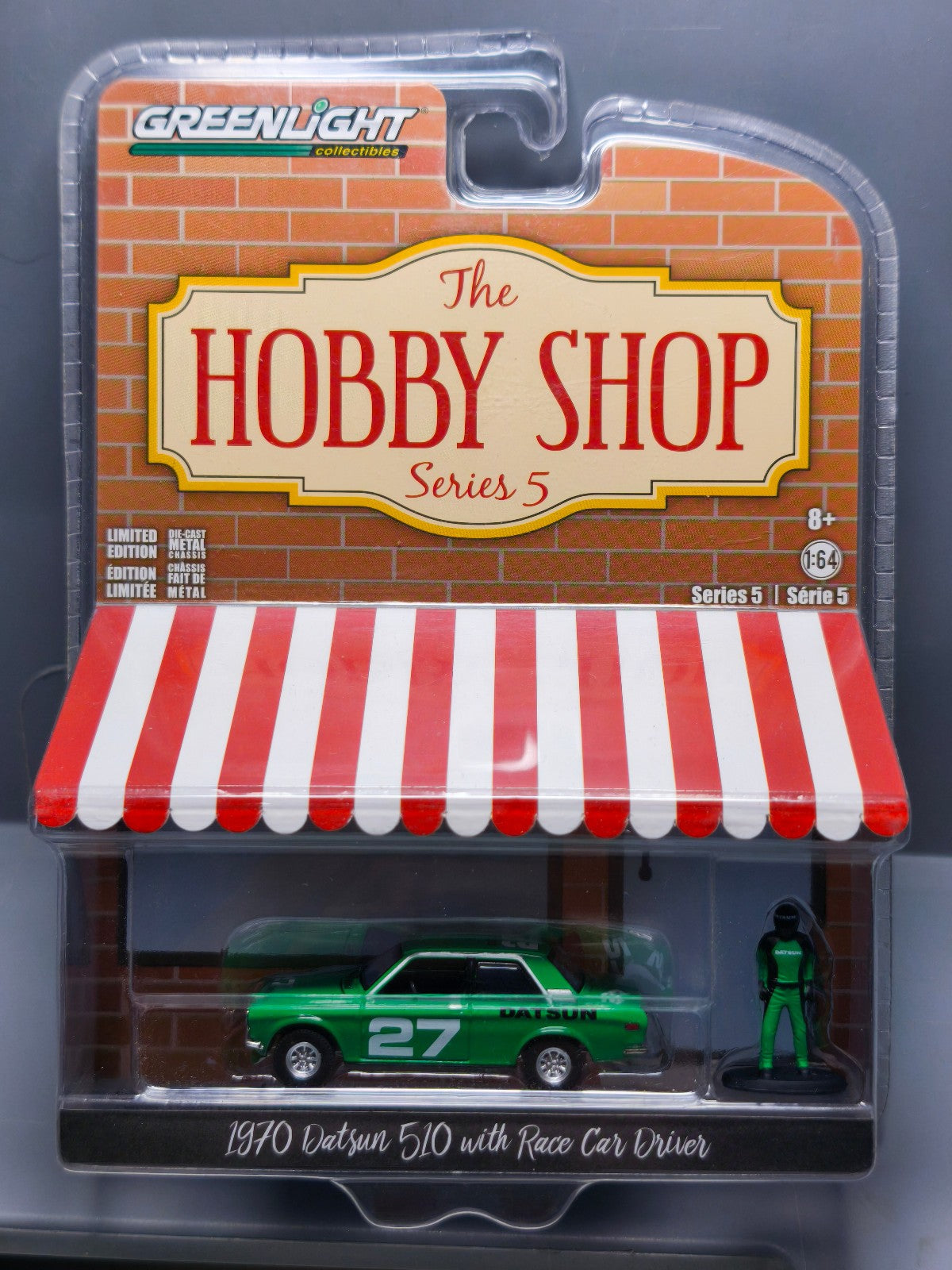 Greenlight Hobby Shop 970 Datsun 510 With Race Car Driver (NG79)
