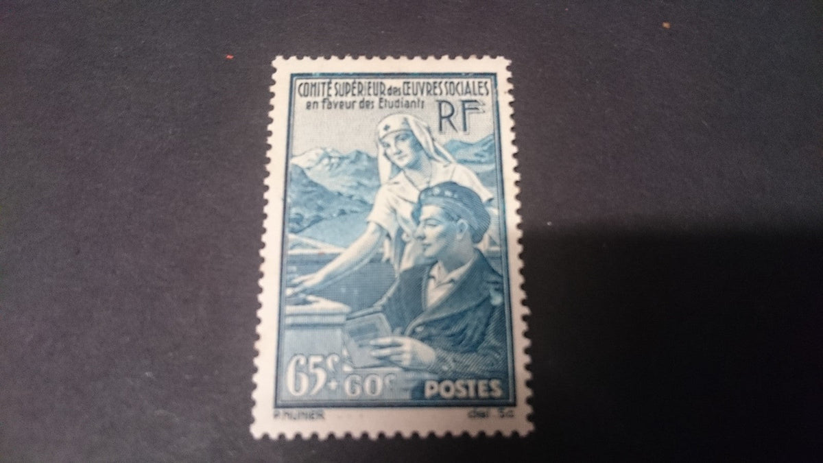 Timbre France 1939 65c+60c Etudiants N°417 YT
