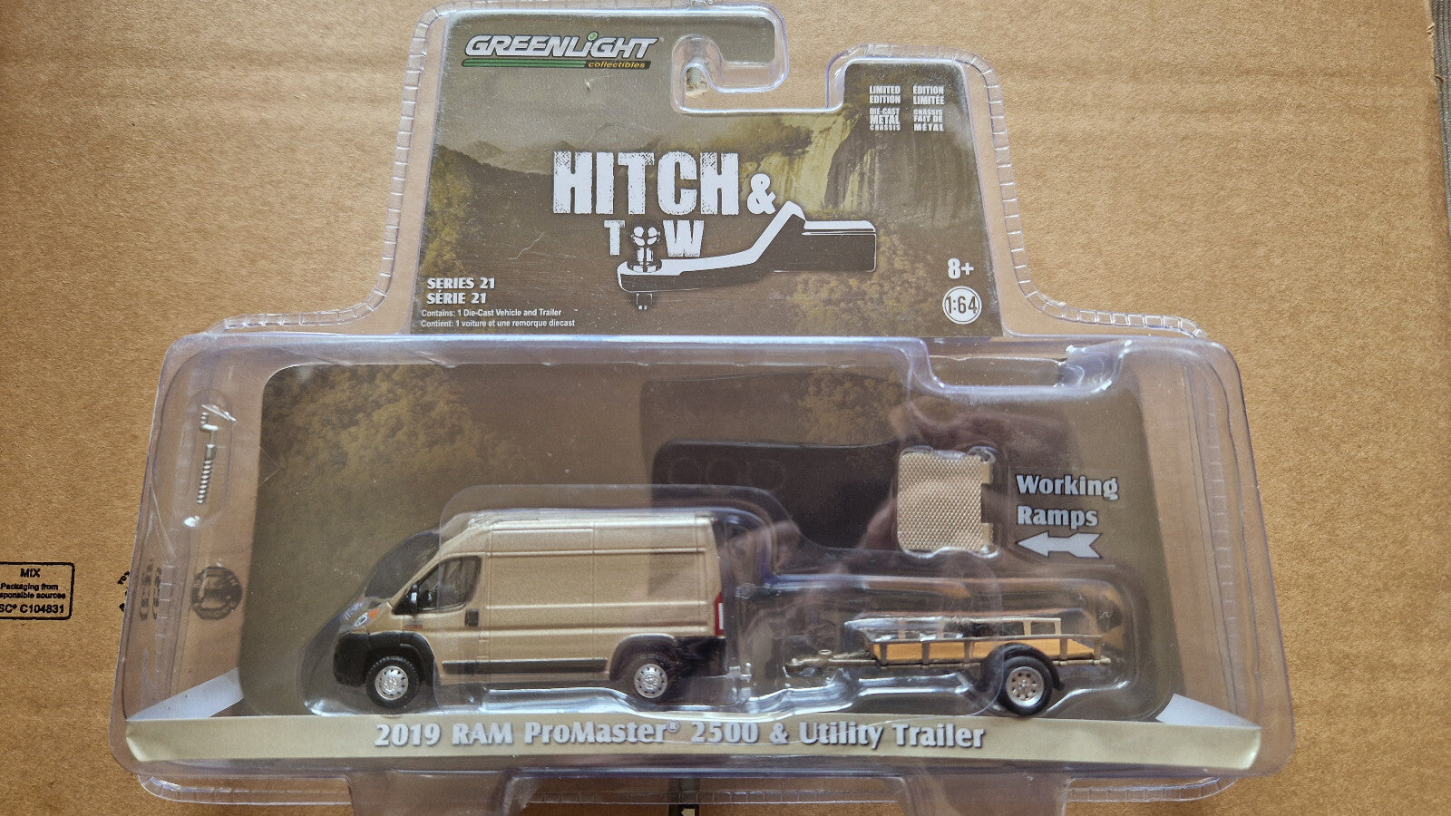 Greenlight Hitch & tow 2019 ram promaster 2500 & utility trailer   (C1)