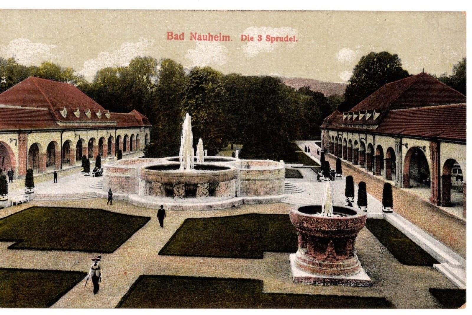 CPA Allemagne Bad Nauheim – Die 3 Sprudel colorisée vers 1910 T0001
