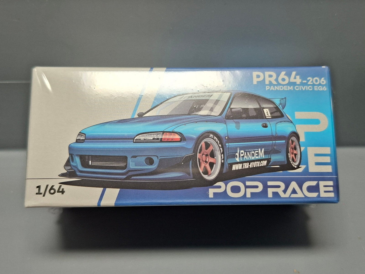 Pop Race 1/64 Honda Pandem Civic EG6  Blue Chrome (CP18)