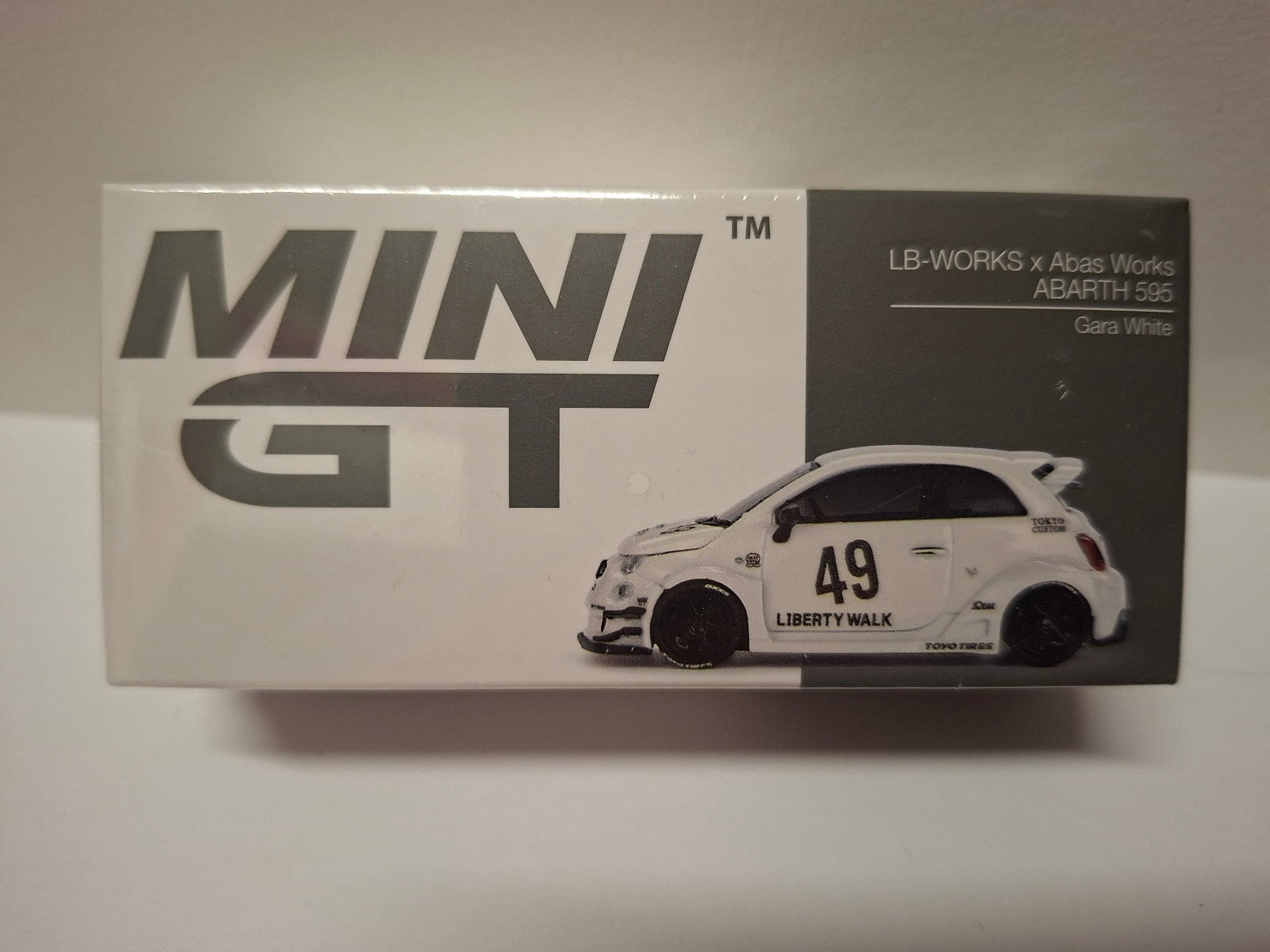 Mini GT LB-WORKS x Abas Works Fiat ABARTH 595 Gara White N°809 (CP08)