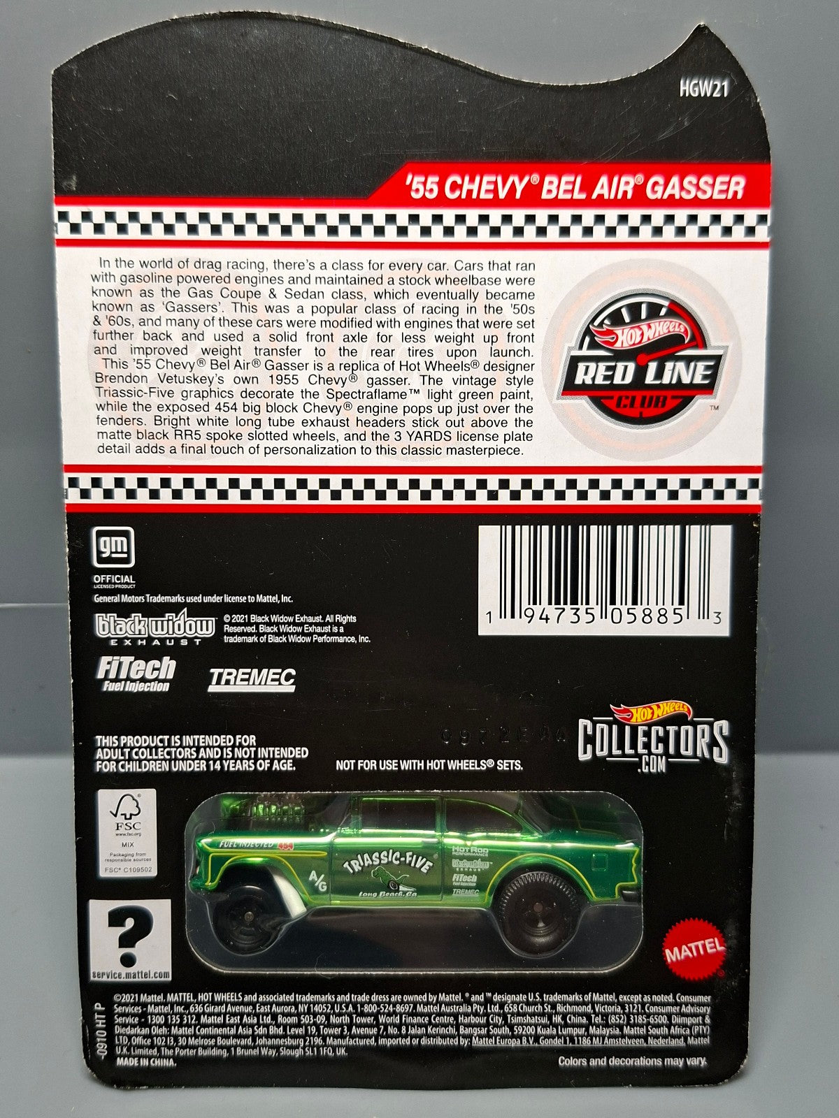 Hot Wheels 2021 redline club  55 chevy bel air gasser (CP02)