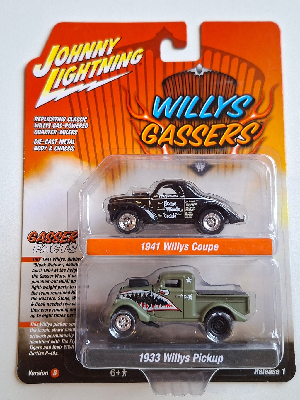 Johnny Lightning Willys Gassers Pack 1941 Willys Coupe 1933 Pickup  (NG61)