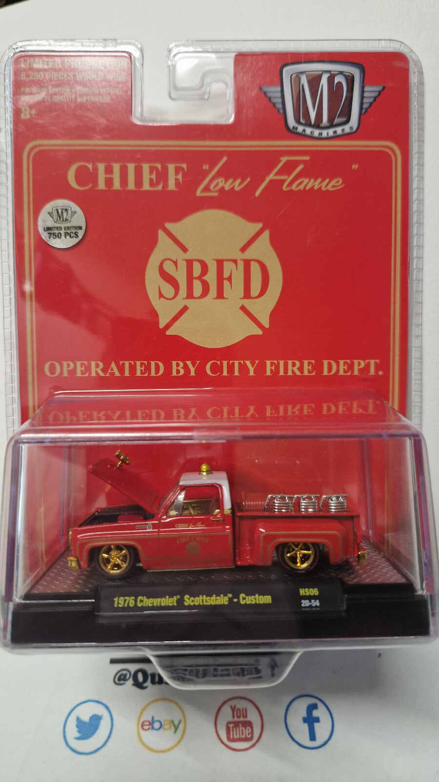 M2 Machines Chief Low Flame SBFD '76 Chevrolet Scottsdale  Chase 750 pcs  (NG54)