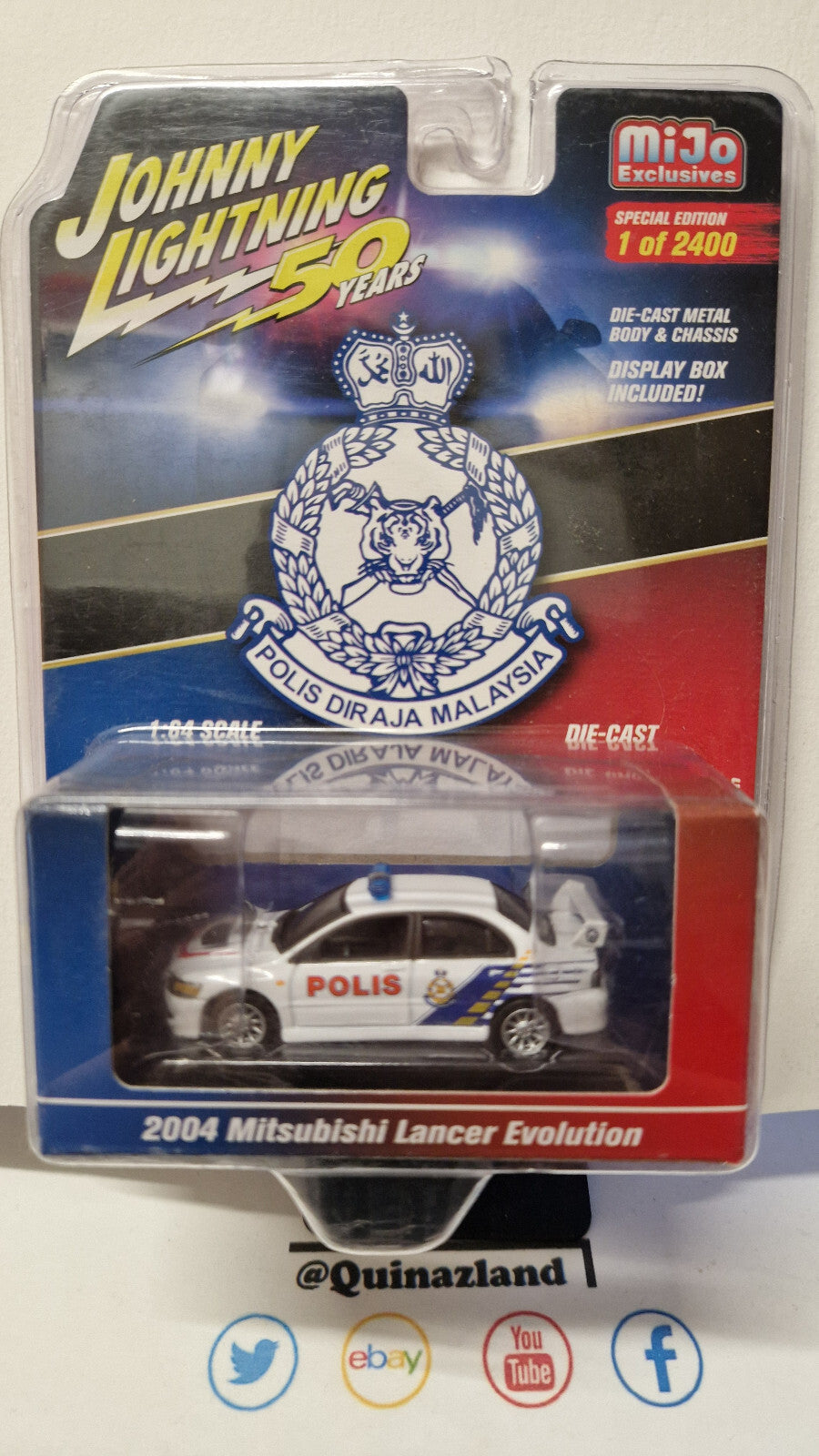 Johnny Lightning Police Diraja Malaysia 2004 Mitsubishi Lancer Evolution (NG67)
