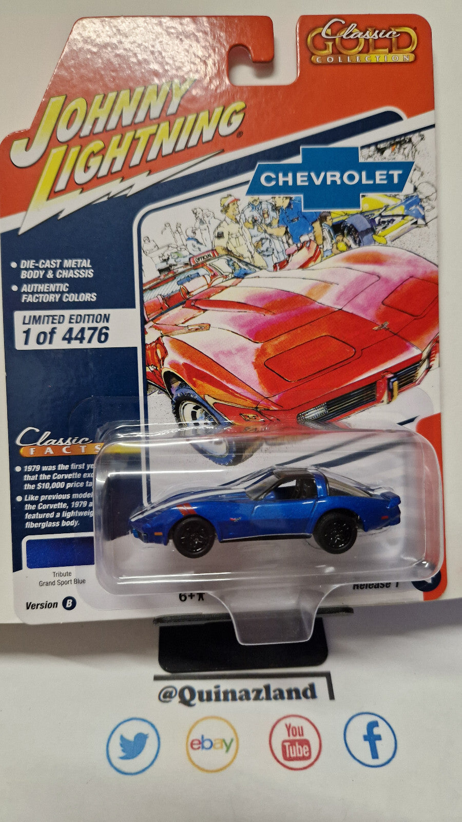 Johnny Lightning Classic gold  1979 Chevrolet Corvette in Dark Blue    (NG09)