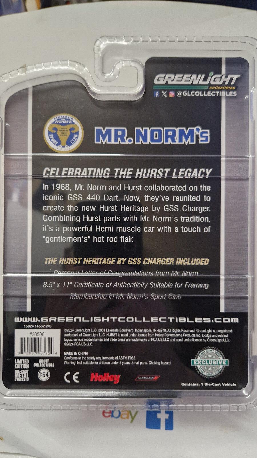 Greenlight Hobby Exclusive 2018 Dodge Charger SRT 392 Mr. Norm Heritag  (NG50)