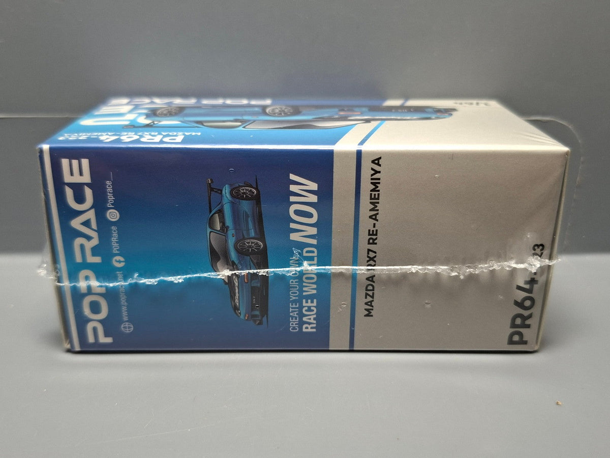 Pop Race 1/64 Mazda Rx7 Re-Amemiya Widebody  Blue Chrome (CP18)