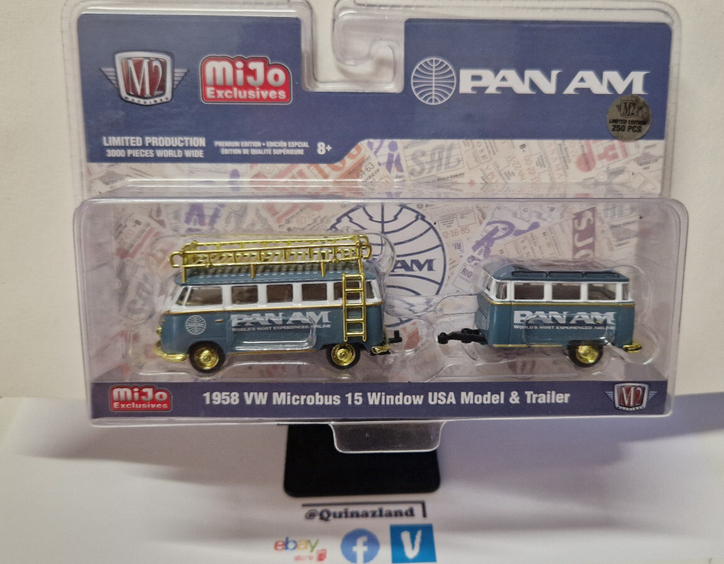 M2 Machines Pan Am 1958 Volkswagen Microbus 15 Window Usa  Chase 250 pcs  (CT01)