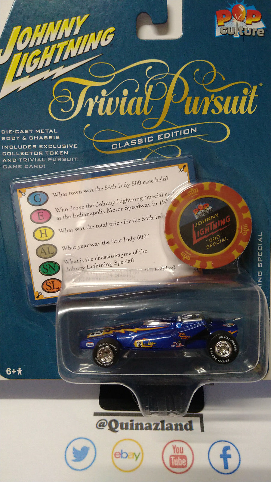 Johnny Lightning Trivial Pursuit 500 Special Poker Chip (NG57)