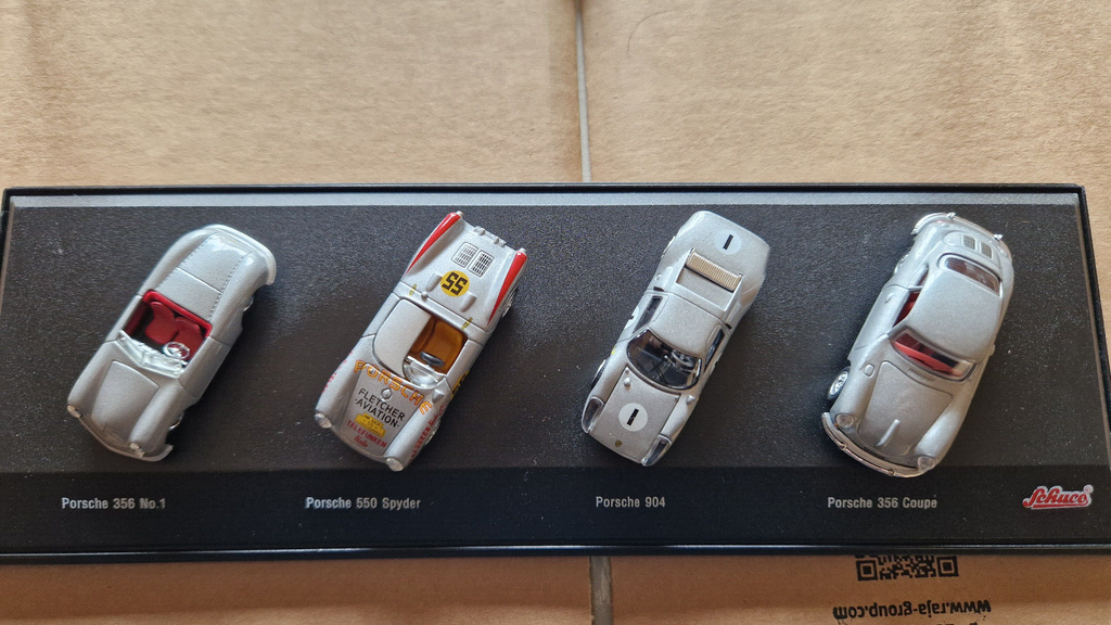 Schuco 1/72 Set porsche 356 no.1, 550 spyder, 904, 356 coupe (NG45)