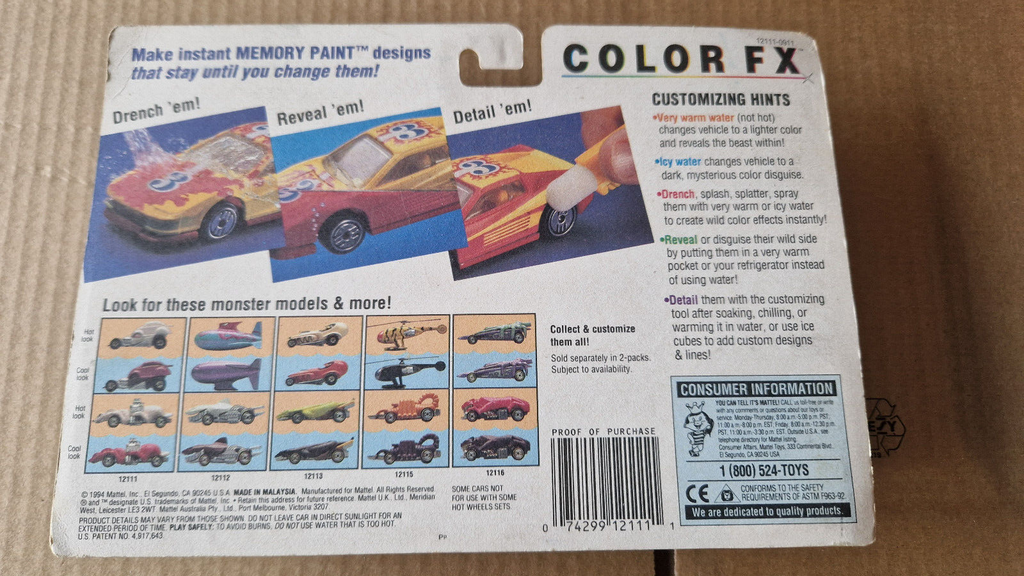 Hot Wheels 1995 color FX monster Sting rod & off-roadent (C10)
