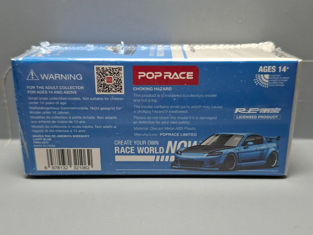Pop Race 1/64 Mazda RX-8 Re-Amemiya light blue (CP07)