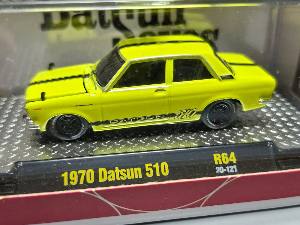 M2 Machines Auto-Trucks Release 64 1970 Datsun 510, green-yellow  (NP13)
