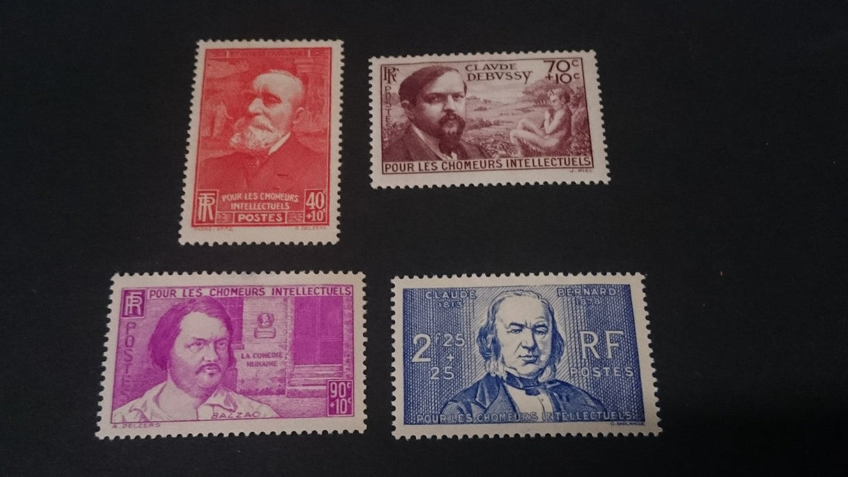 Lot de 4 Timbres France 1939 Chômeurs intellectuels N°436 à 439 YT