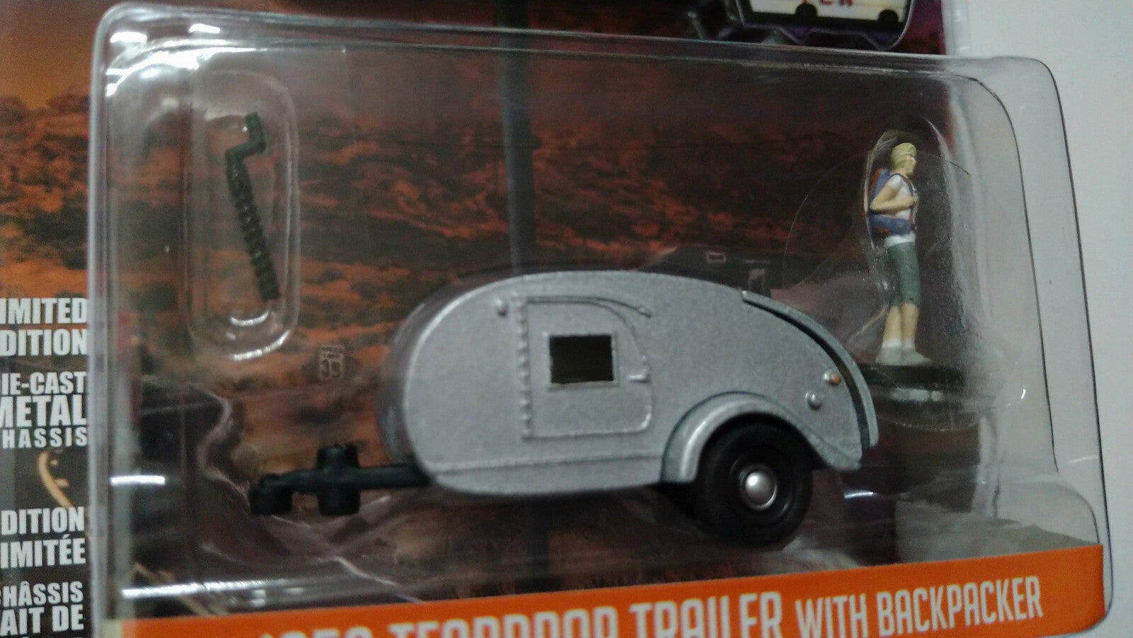 Greenlight Hitched Homes 1956 Teardrop Trailer with Backpacker  (NG73)