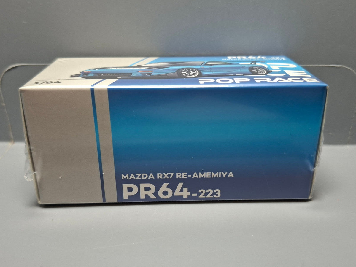 Pop Race 1/64 Mazda Rx7 Re-Amemiya Widebody  Blue Chrome (CP18)