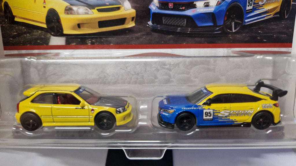 Hot Wheels Premium 2-pack Mix R ’99 Honda Civic TYPE R (EK9)  Honda Civic (CT15)