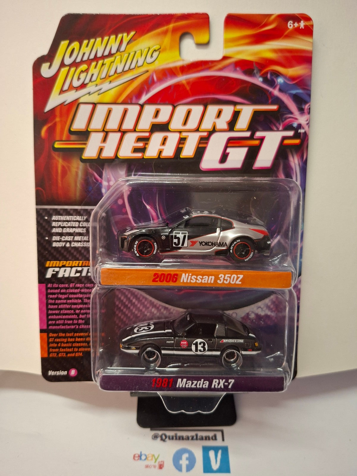 Johnny Lightning Pack Import Heat GT 2006 Nissan 350z & 1981 Mazda RX-7 (NG42)