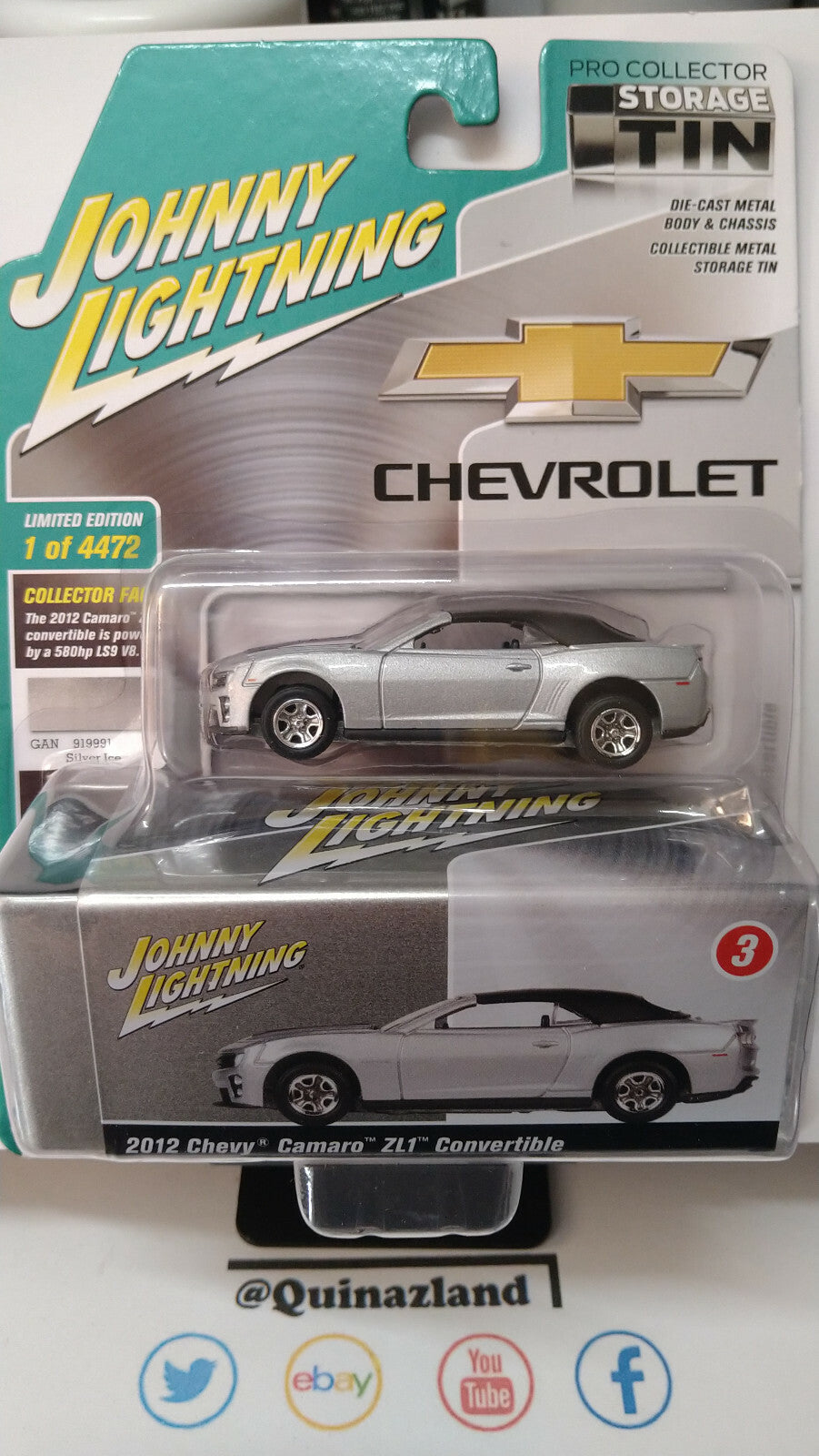 Johnny  Lightning Storage Tin 2012 Chevrolet Camaro ZL1 Convertible  (NG02)