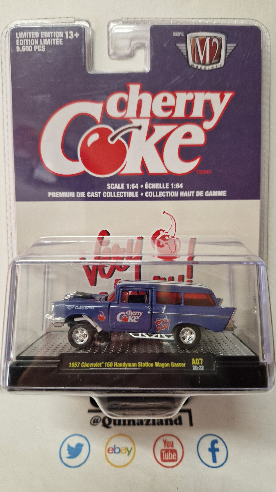M2 Machines 1957 Chevrolet 150 Handyman Station Wagon GASSER CHERRY Coke  (NG81)