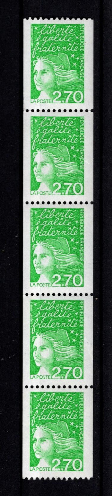 Timbres France Roulette 5 timbres marianne de luquet legende la poste #325 (001)