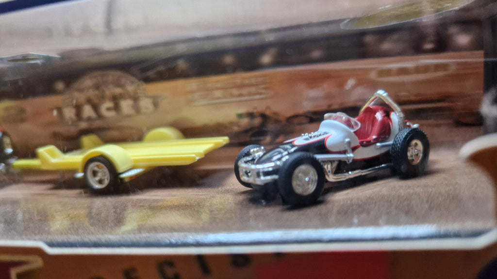 Hot wheels 2000 night at the race 48 Ford woodie, sprint car et trailer (CT08)