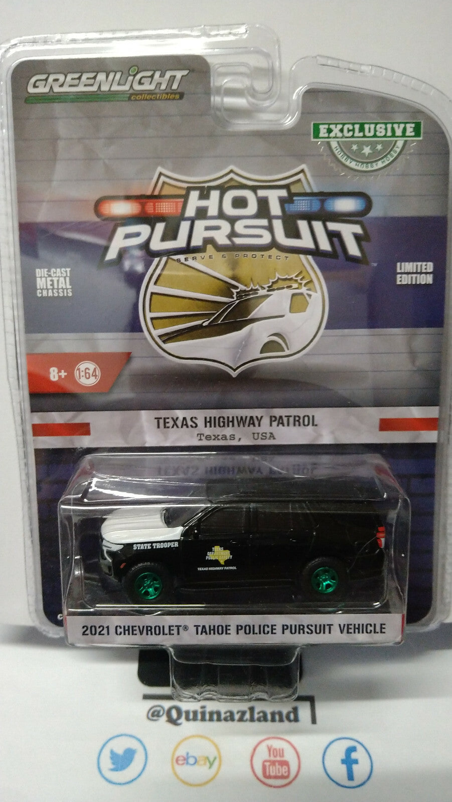 Greenlight Hot pursuit 2021 Chevrolet Tahoe Vehicle Texas Chase Green (NG32)