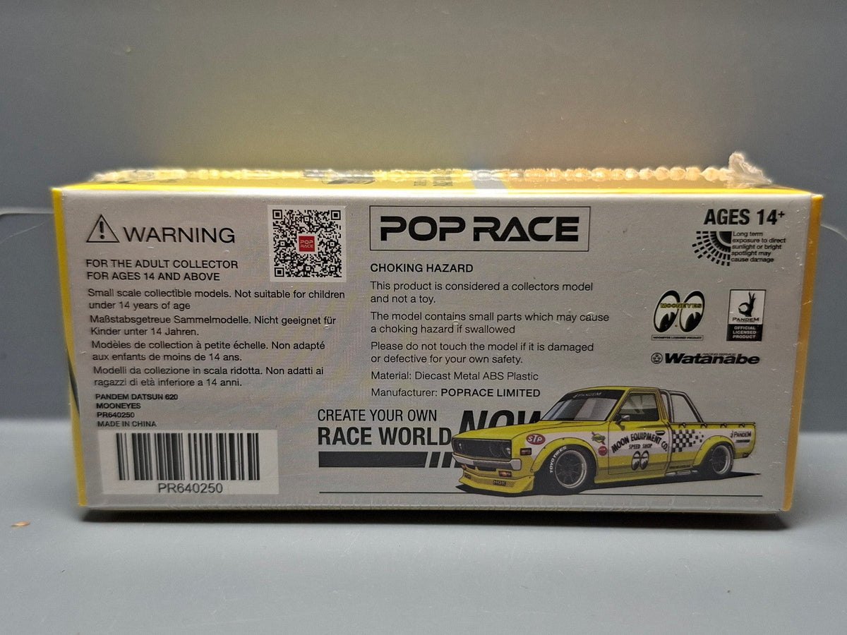 Pop Race 1/64 Pandem Datsun 620 Mooneyes, yellow/black  (CP01)