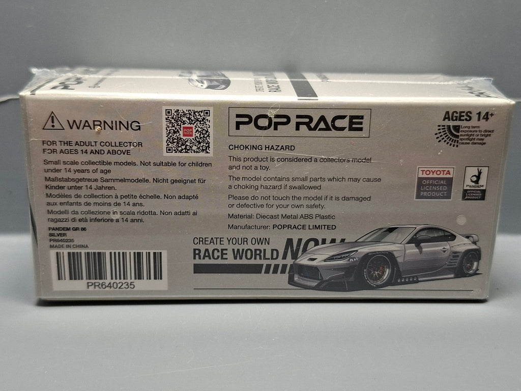 Pop Race 1/64 Toyota Pandem GR86  Silver (CP15)
