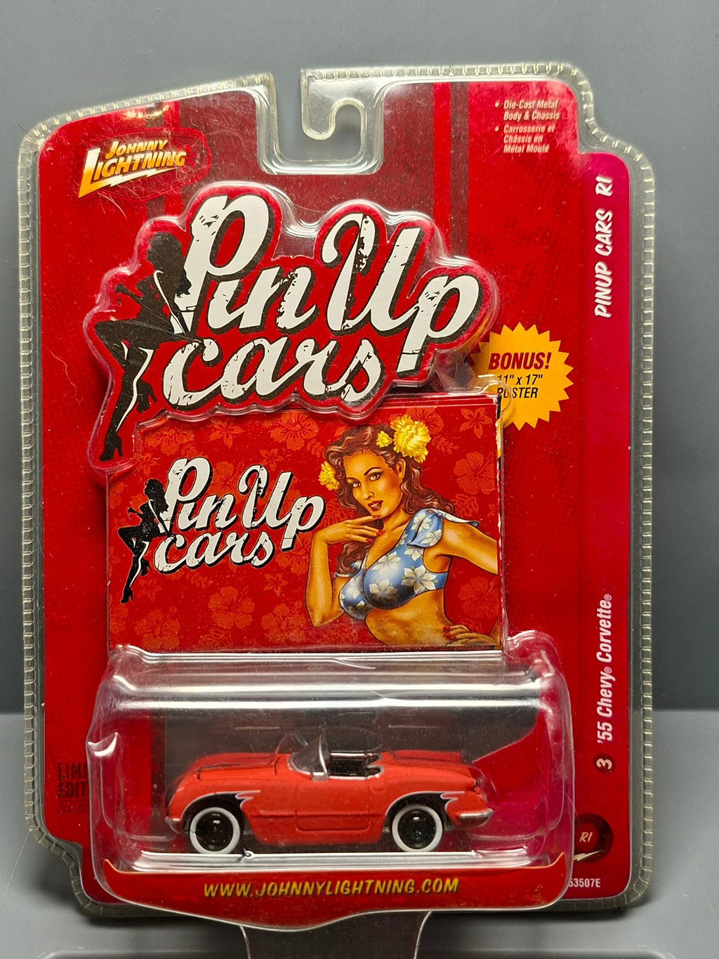 Johnny Lightning 2008 pin-up cars 1955 chevy corvette convertible  (NG24)
