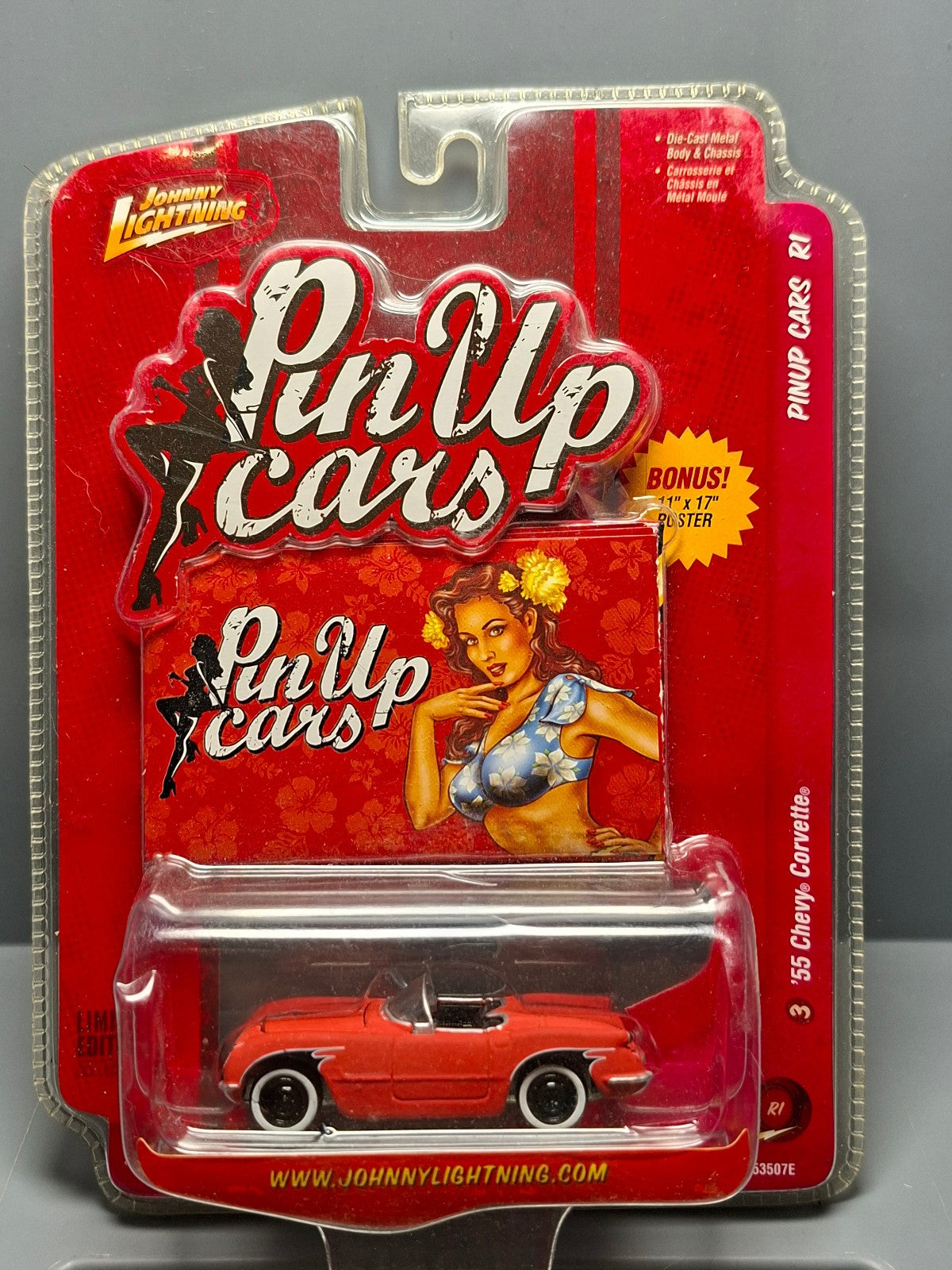 Johnny Lightning 2008 pin-up cars 1955 chevy corvette convertible  (NG24)