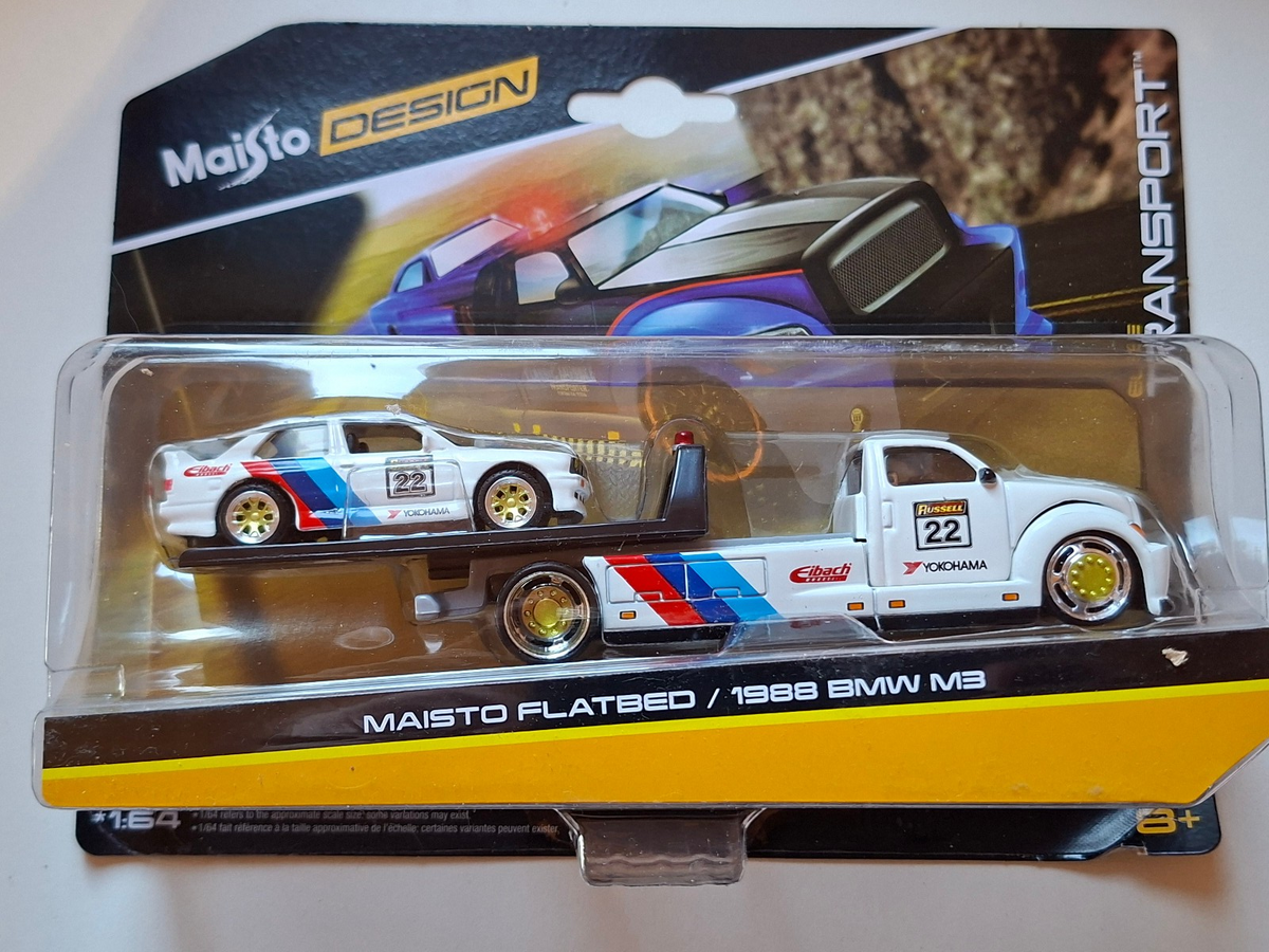 Maisto Design 1988 Maisto Flatbed - BMW M3 E30 #22, white/blue/red (CT06)