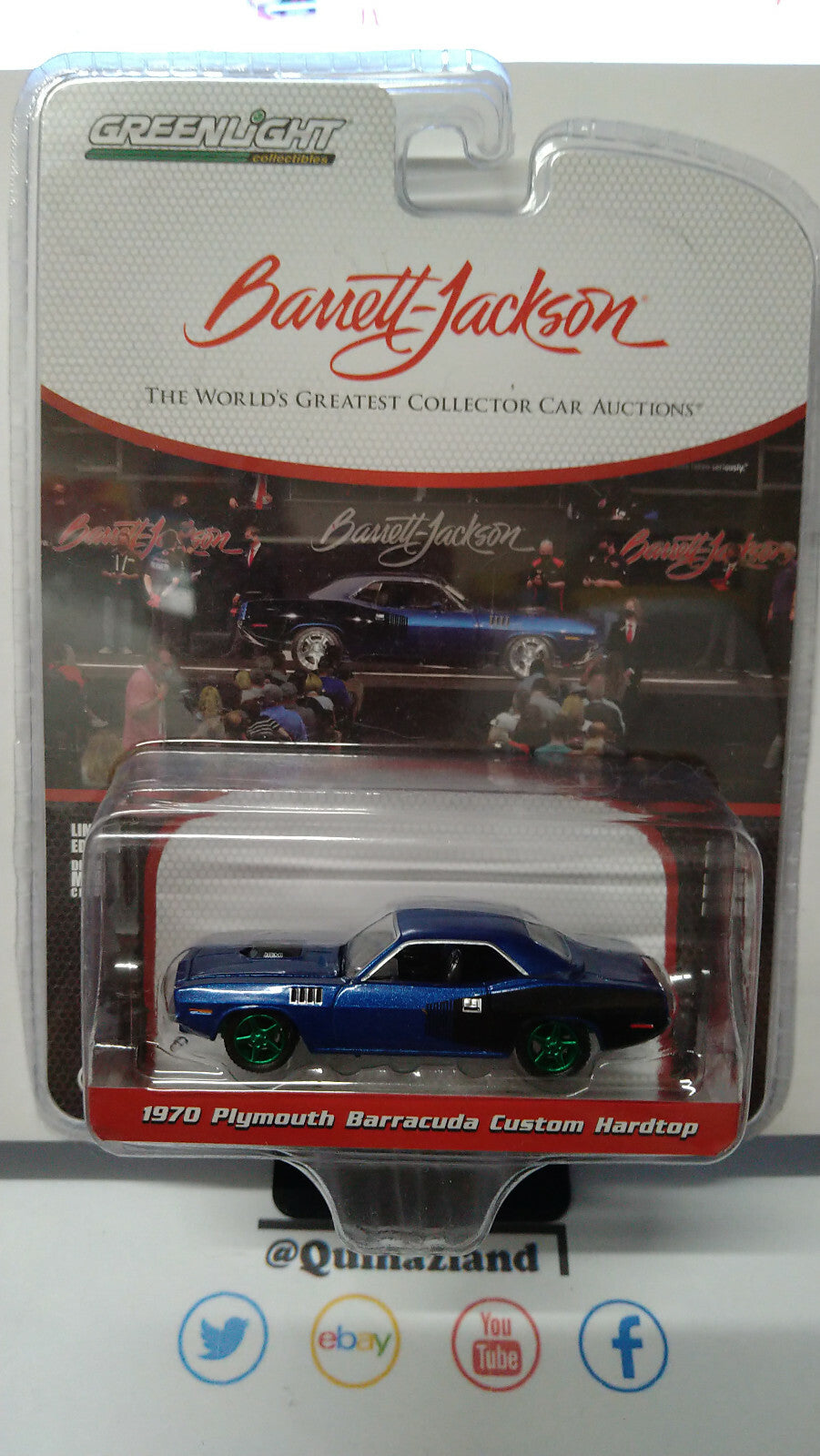 Greenlight Barrett-Jackson '70 Plymouth Barracuda Chase  Green Wheels  (NG23)