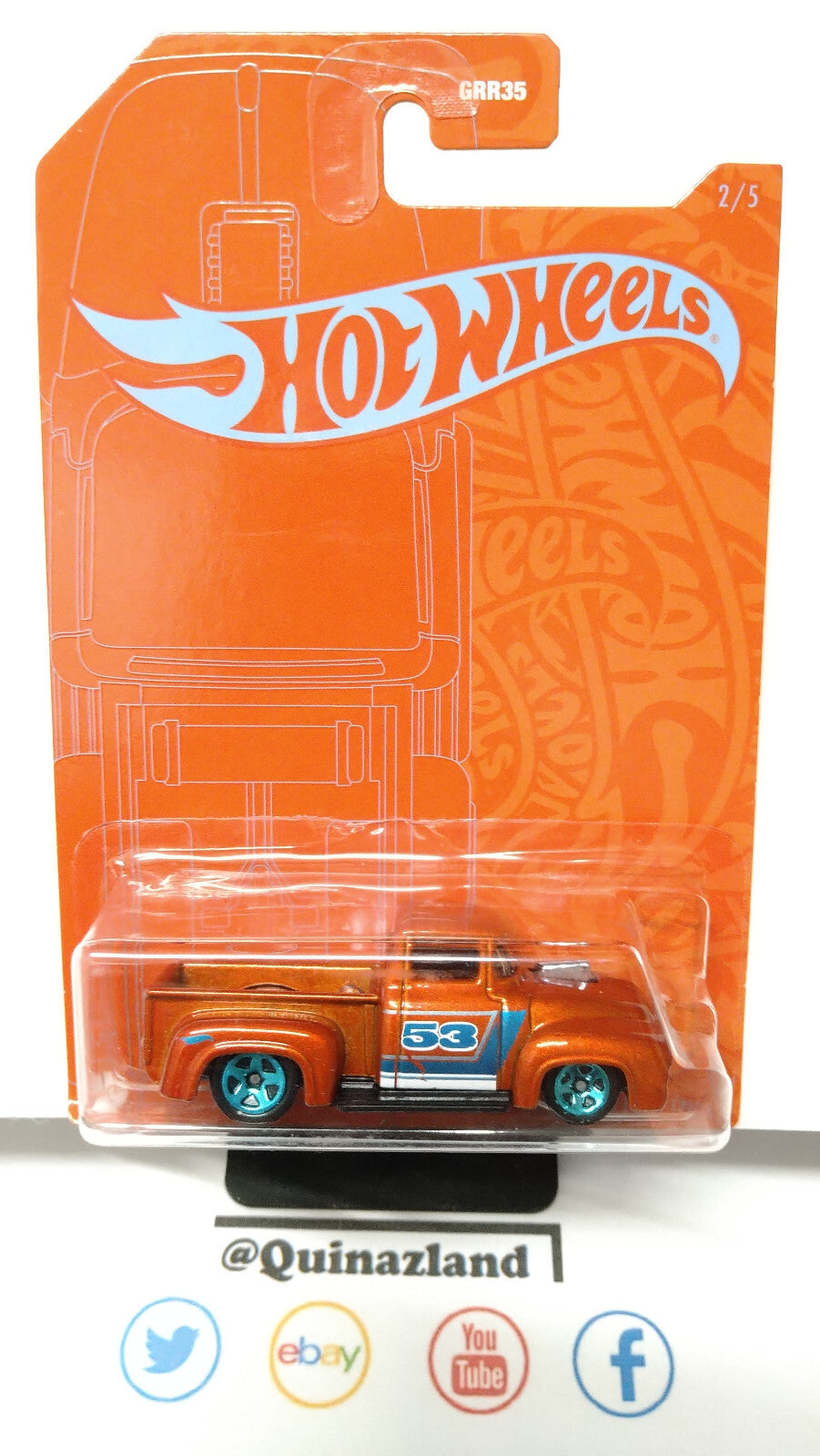 Hot Wheels 2021 Orange & Blue 53th Anniversary Custom 56 ford truck  (NP51)
