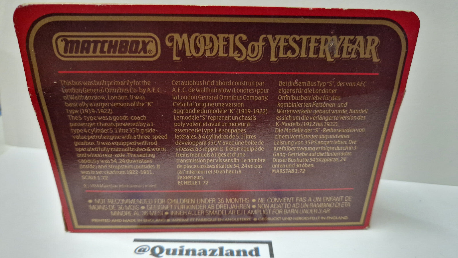 Matchbox Models of yesteryear Y-23 1922 aec omnibus    (NG37)