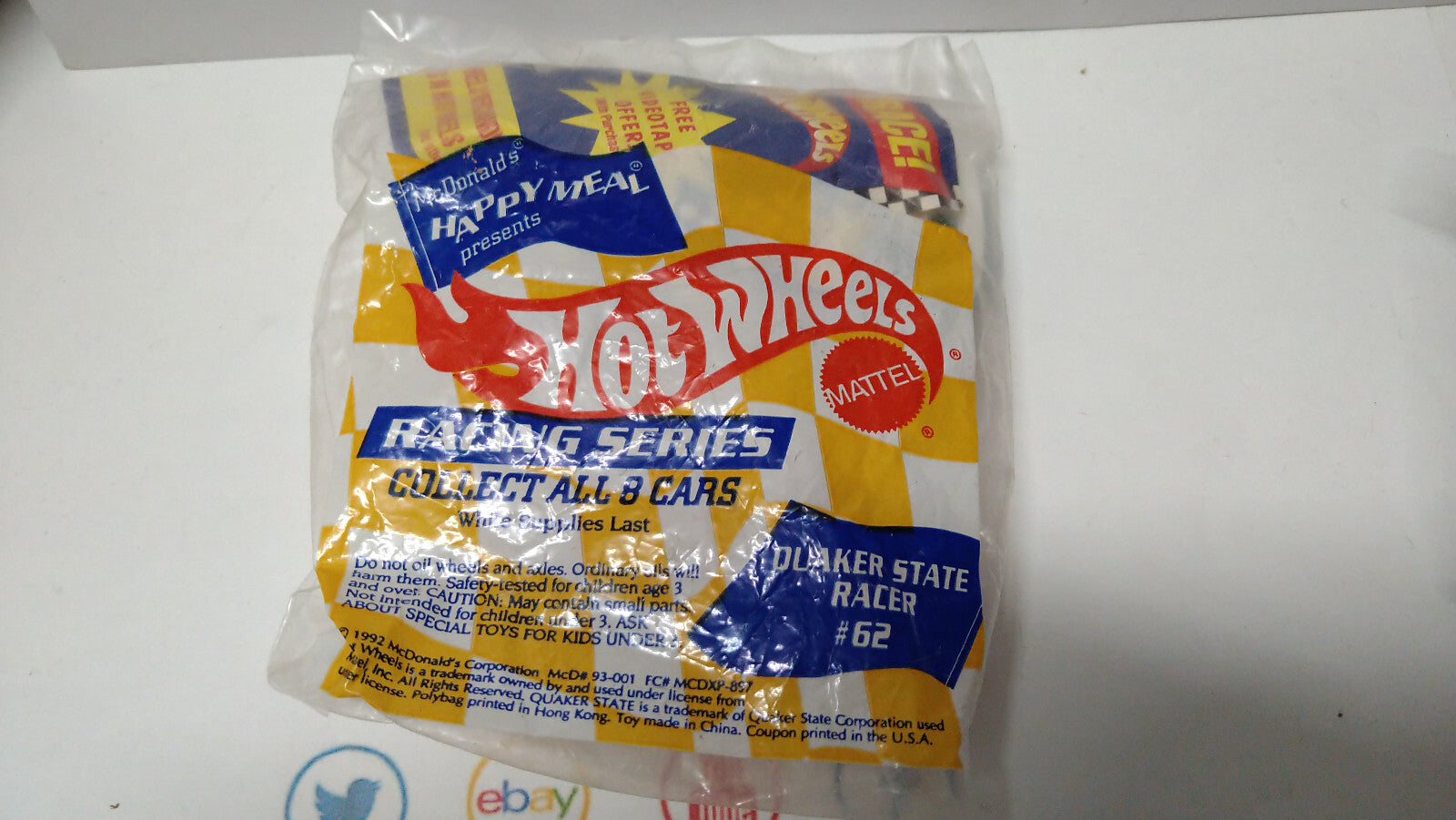 Hot Wheels 1993 promo mcdonald happy meal Quaker state stocker (A25)