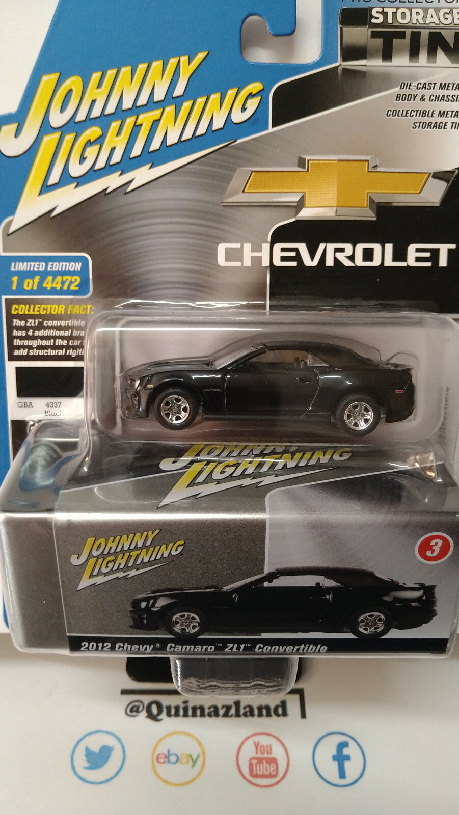 Johnny  Lightning Storage Tin 2012 Chevrolet Camaro ZL1 Convertible  (NG02)
