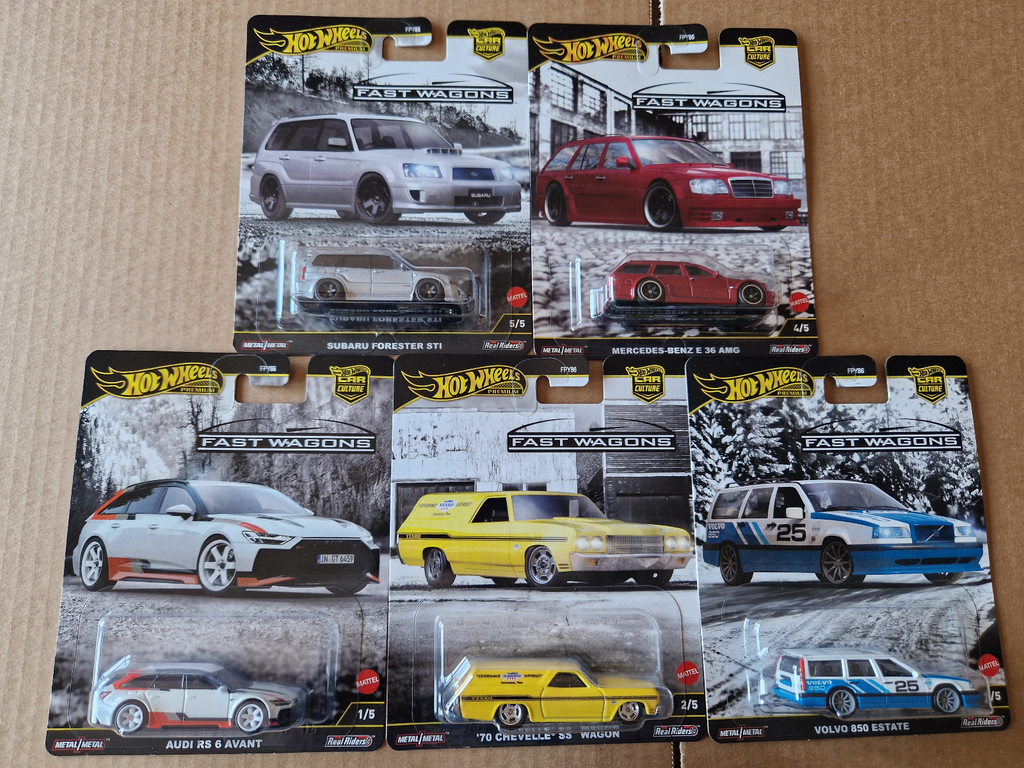 Hot Wheels Set  2025 Fast Wagons Audi Chevrolet Volvo Subaru   Lot de 5 (NG65)