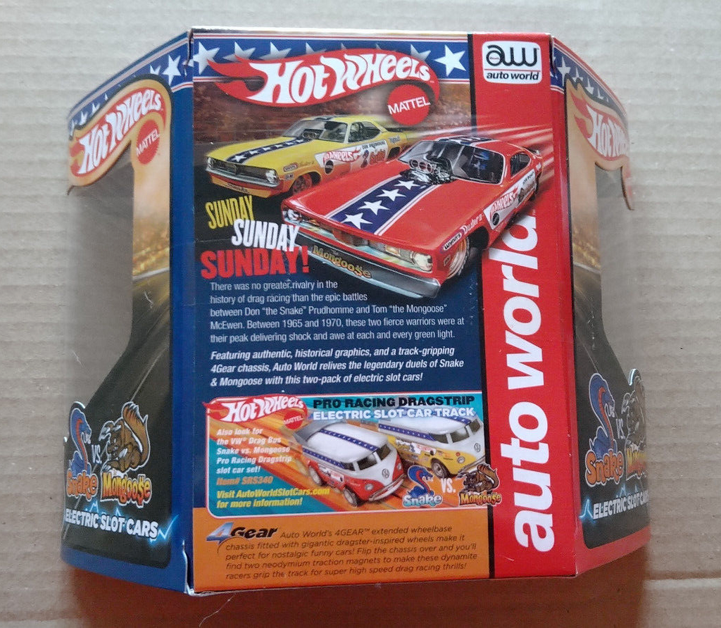 Auto World Slot Hot wheels Snake Plymouth Cuda & Mongoose Plymouth Duster (CT15)
