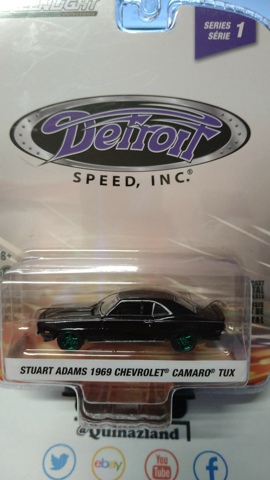 Greenlight Detroit Stuart Adams '69 Chevrolet Camaro Green Wheels Chase (NG37)