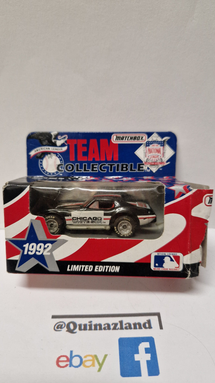Matchbox 1992 white rose collectibles MLB chevrolet corvette Chicago   (CP15)
