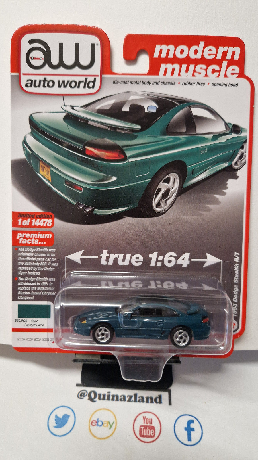 Auto World Modern Muscle 1993 Dodge Stealth R/T, peacock green (NG41)