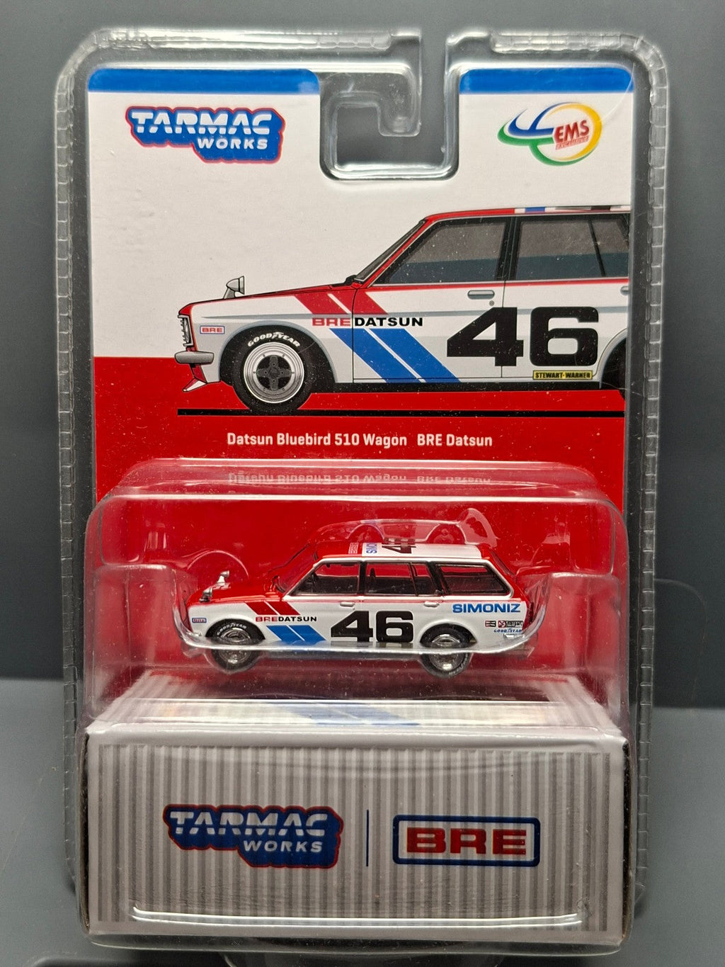 Tarmac 1/64 Datsun Bluebird 510 Wagon BRE #46, red/white/blue Indonesia  (CP20)