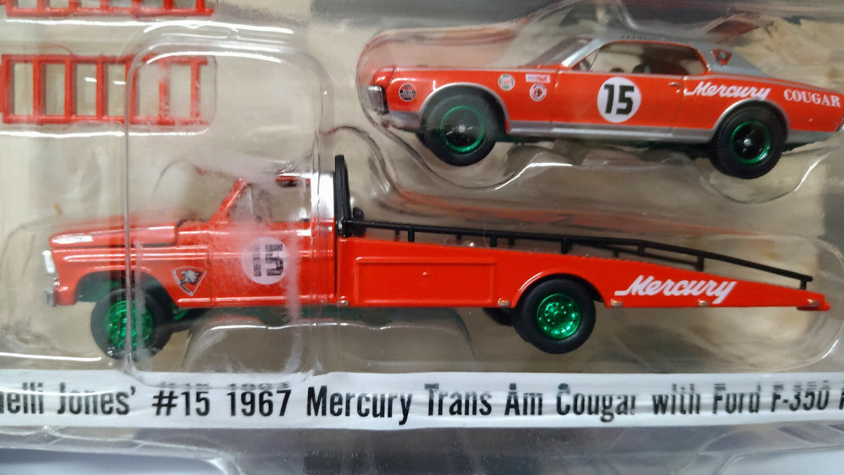 ACME Chase 1970 Ford F-350 Ramp Truck & #15 1967 Trans Am Cougar Parnelli  (CT03)