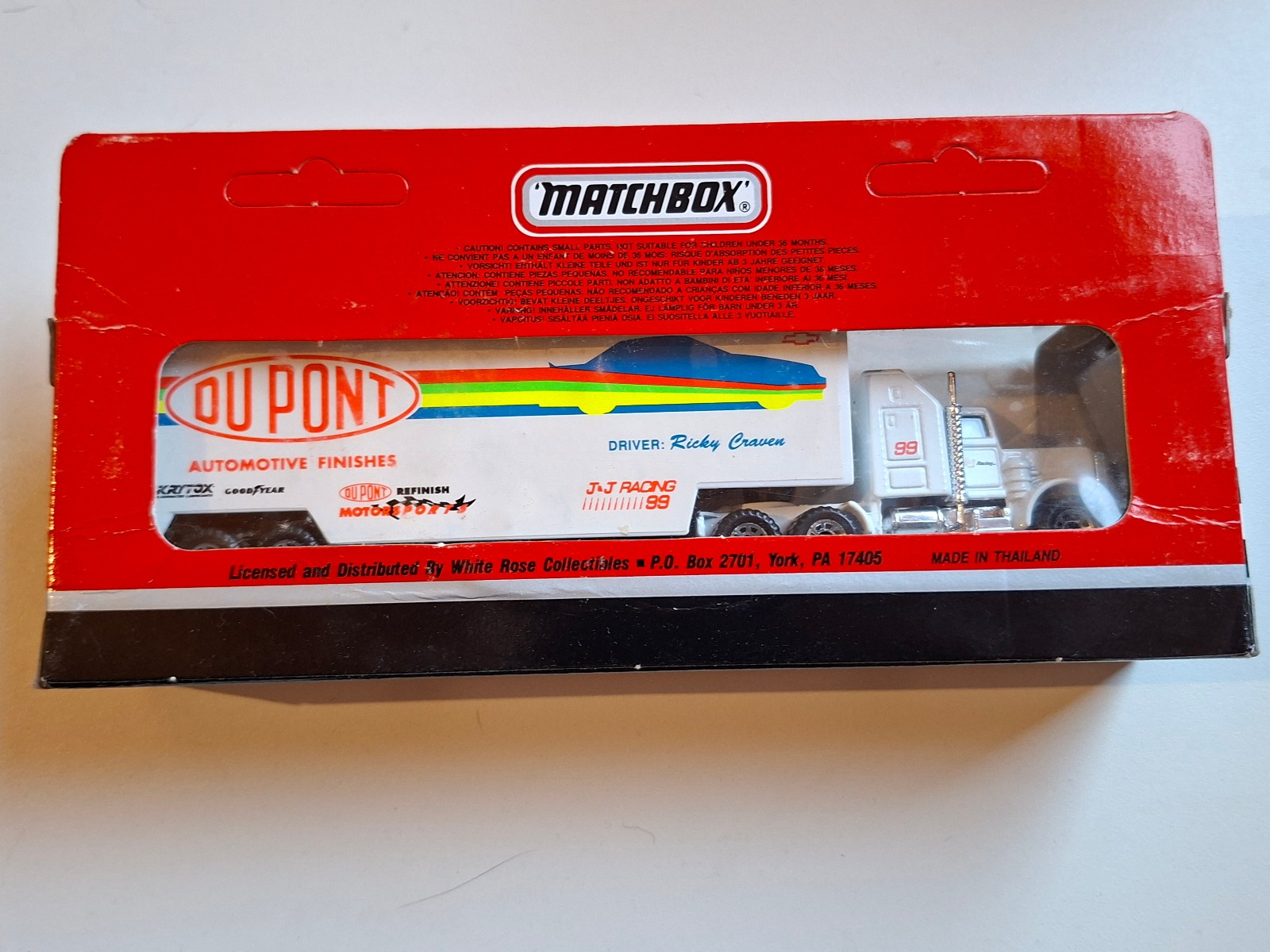Matchbox 1993 Super star transporters  White rose  Du pont Ricky  craven (C12)