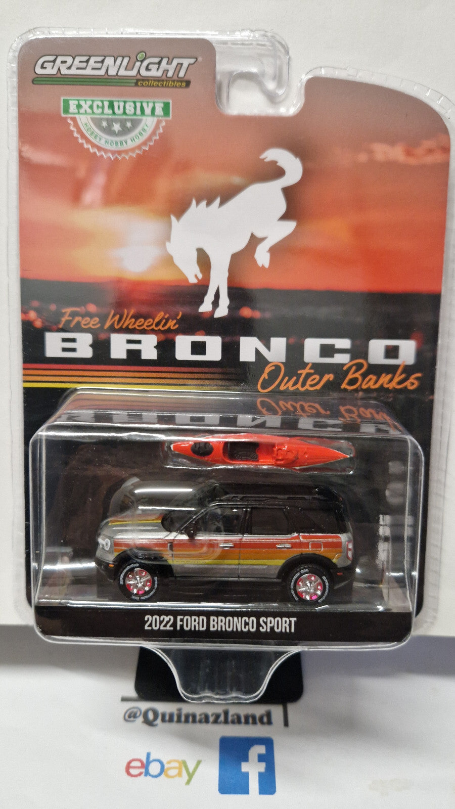 Greenlight Free Wheelin' Bronco Sport with Rooftop Kayak 2022 Ford Bronco (NG36)