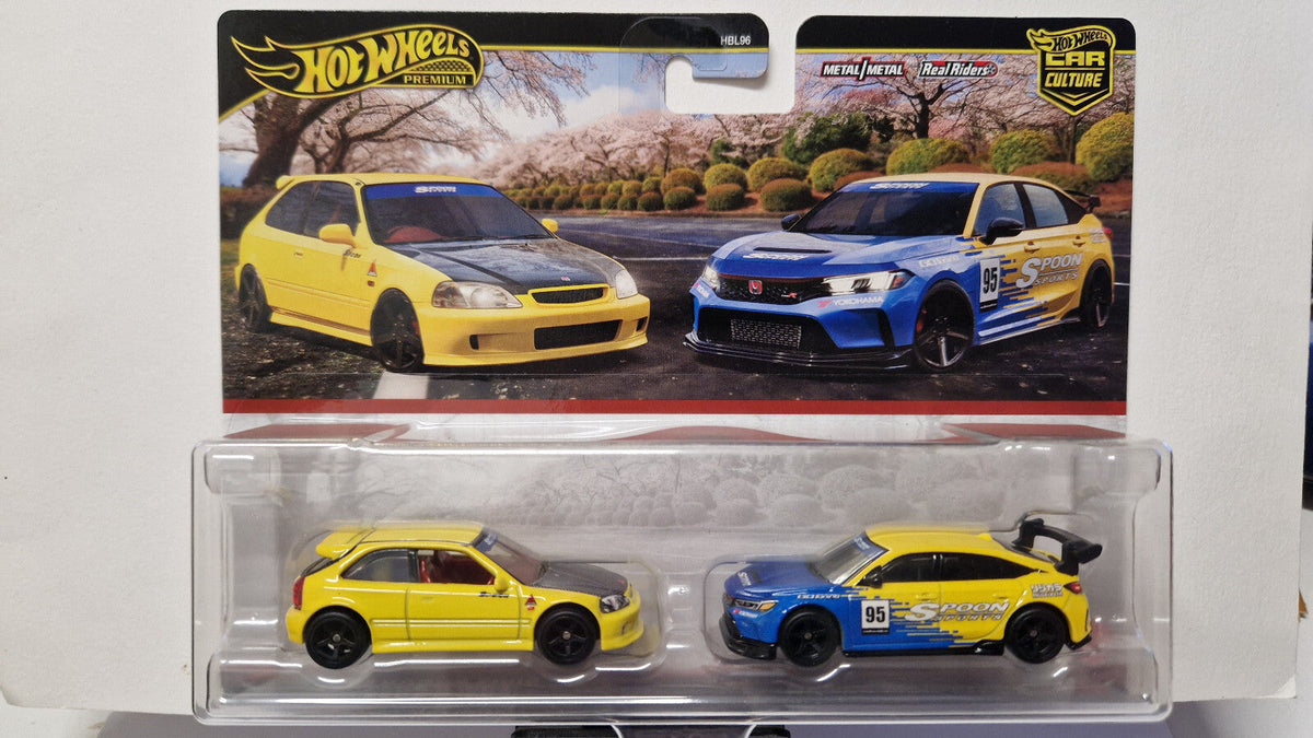 Hot Wheels Premium 2-pack Mix R ’99 Honda Civic TYPE R (EK9)  Honda Civic (CT15)